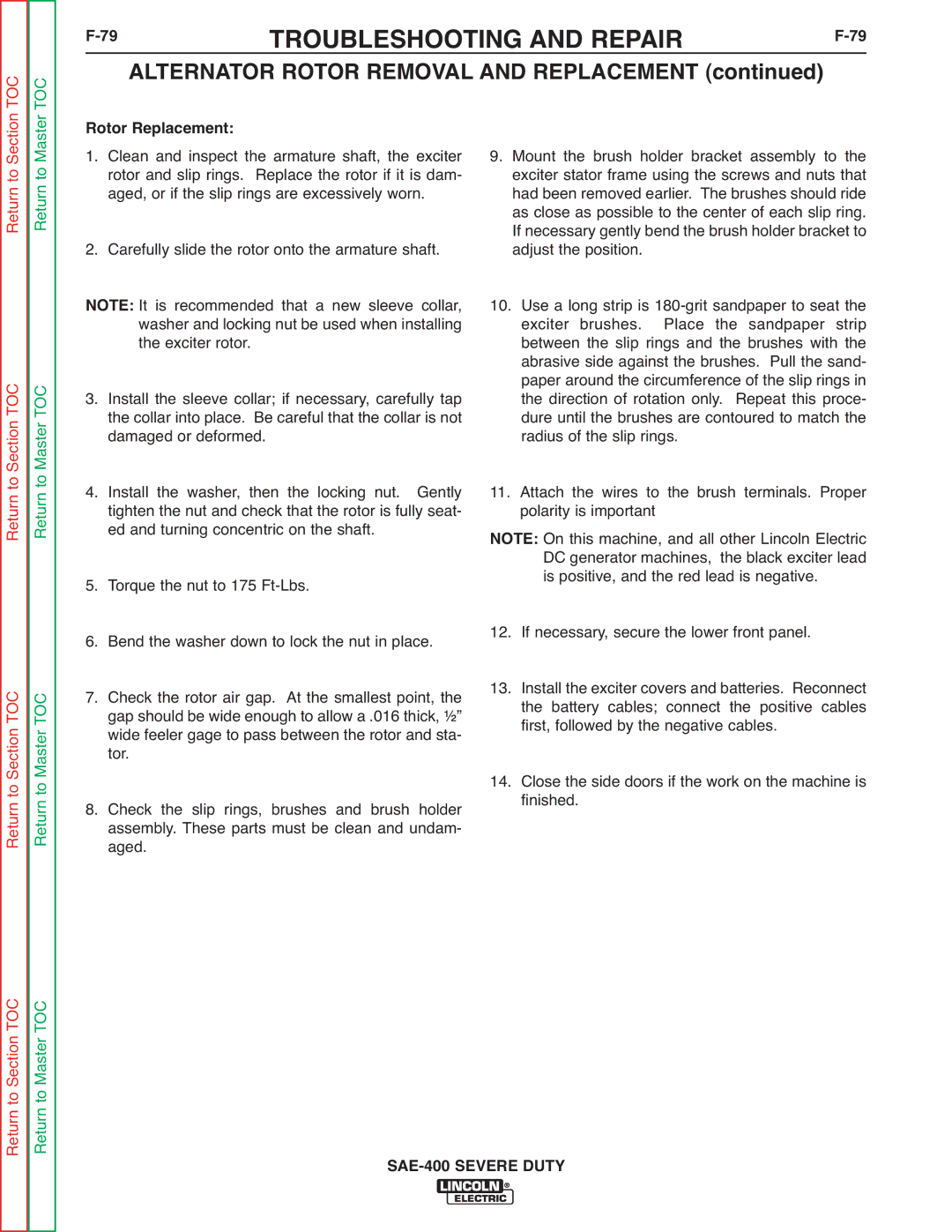 Lincoln Electric SVM187-A service manual Rotor Replacement 