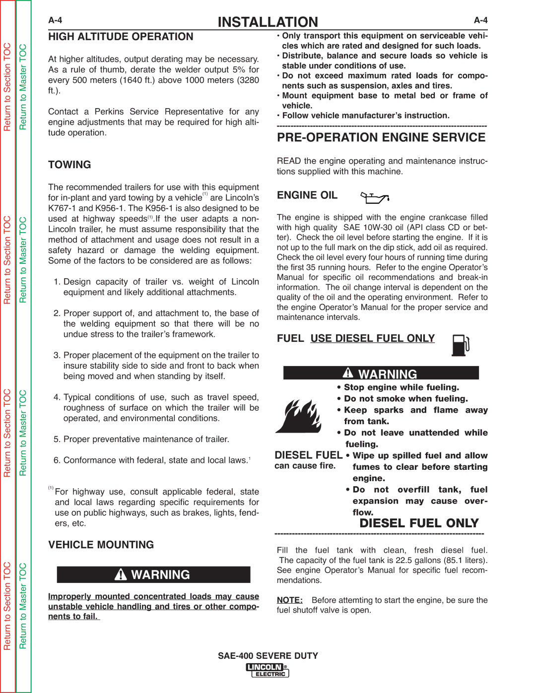 Lincoln Electric SVM187-A service manual PRE-OPERATION Engine Service 