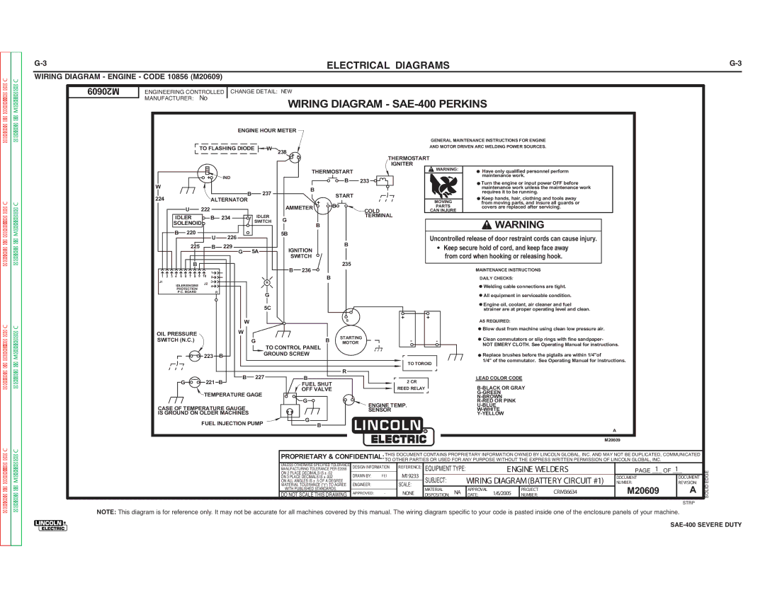 Lincoln Electric SVM187-A service manual Wiring Diagram SAE-400 Perkins 