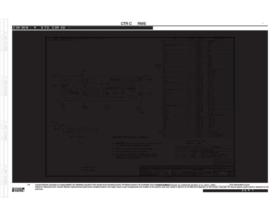 Lincoln Electric SVM187-A service manual Section TOC 