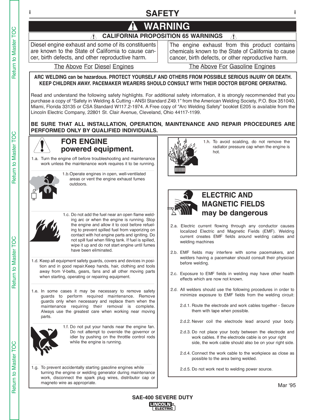 Lincoln Electric SVM187-A service manual ISAFETYi, SAE-400 Severe Duty 