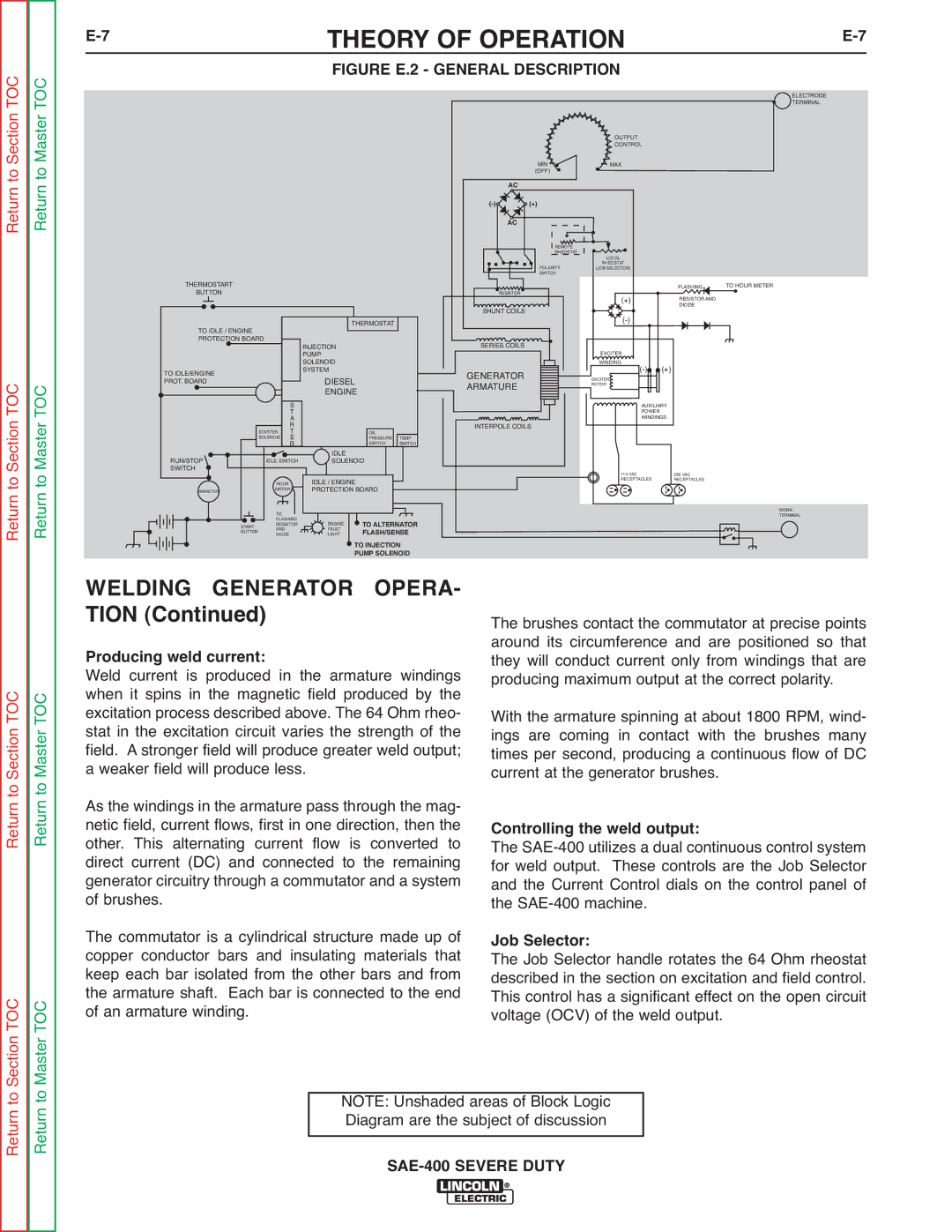 Lincoln Electric SVM187-A service manual Welding Generator OPERA- Tion, Producing weld current 