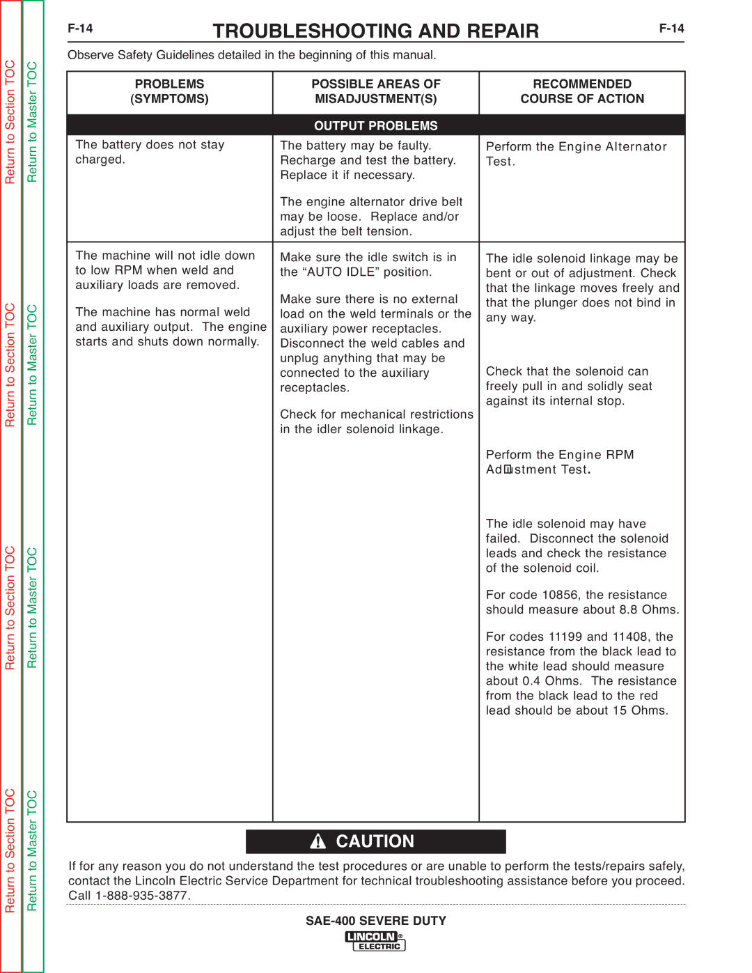 Lincoln Electric SVM187-A service manual Perform the Engine Alternator 