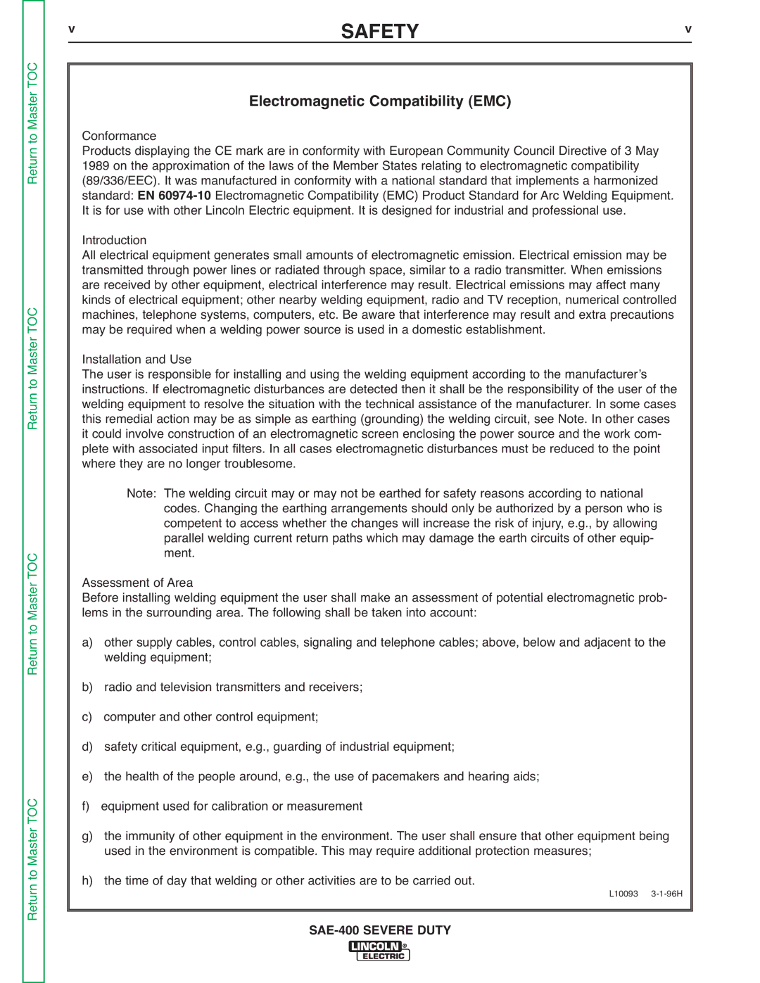 Lincoln Electric SVM187-A service manual Electromagnetic Compatibility EMC 