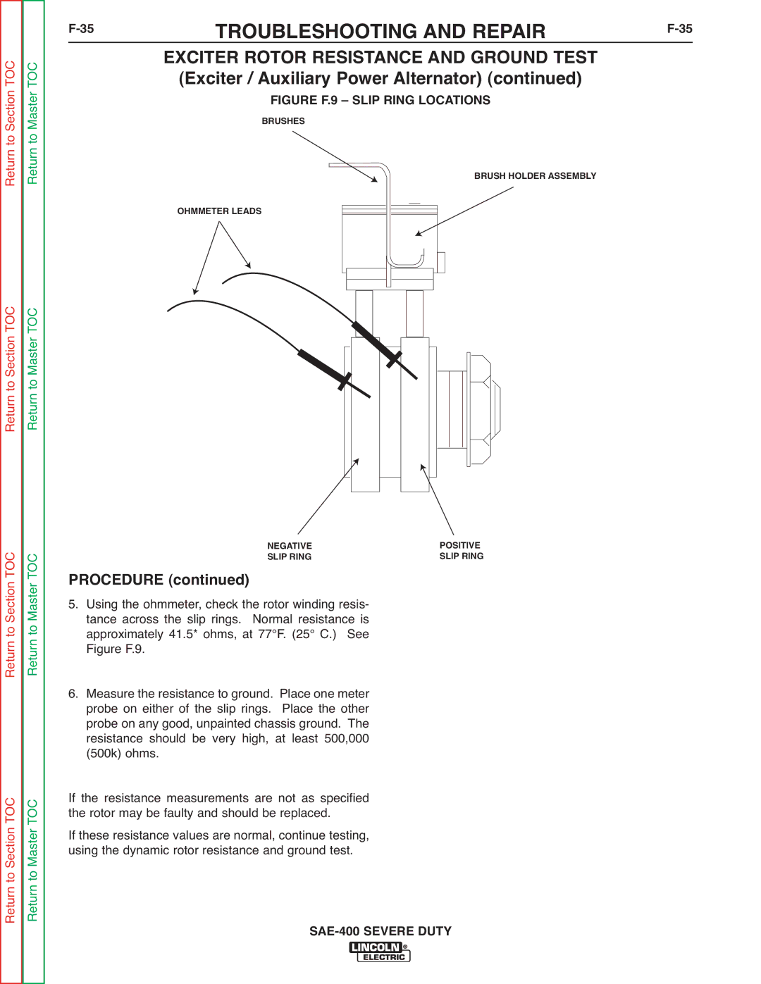 Lincoln Electric SVM187-A service manual Figure F.9 Slip Ring Locations 