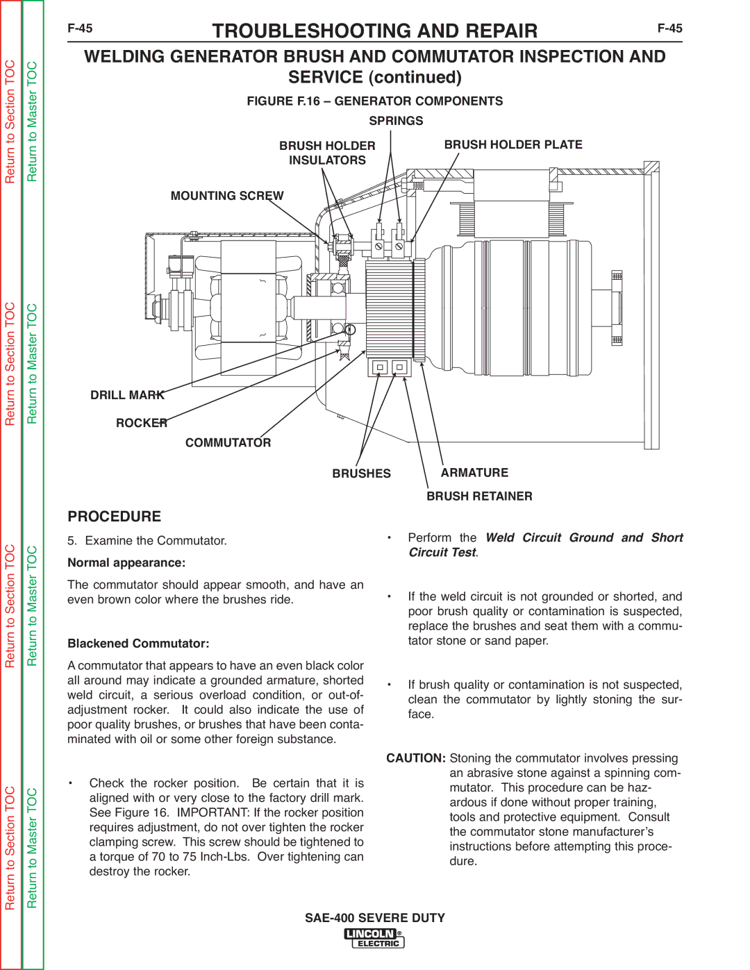 Lincoln Electric SVM187-A service manual Normal appearance, Blackened Commutator 