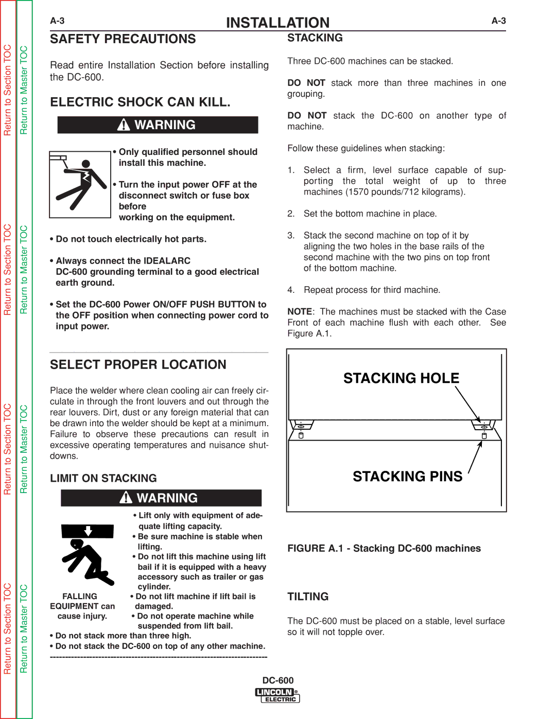 Lincoln Electric SVM188-A service manual Safety Precautions, Electric Shock can Kill, Select Proper Location 