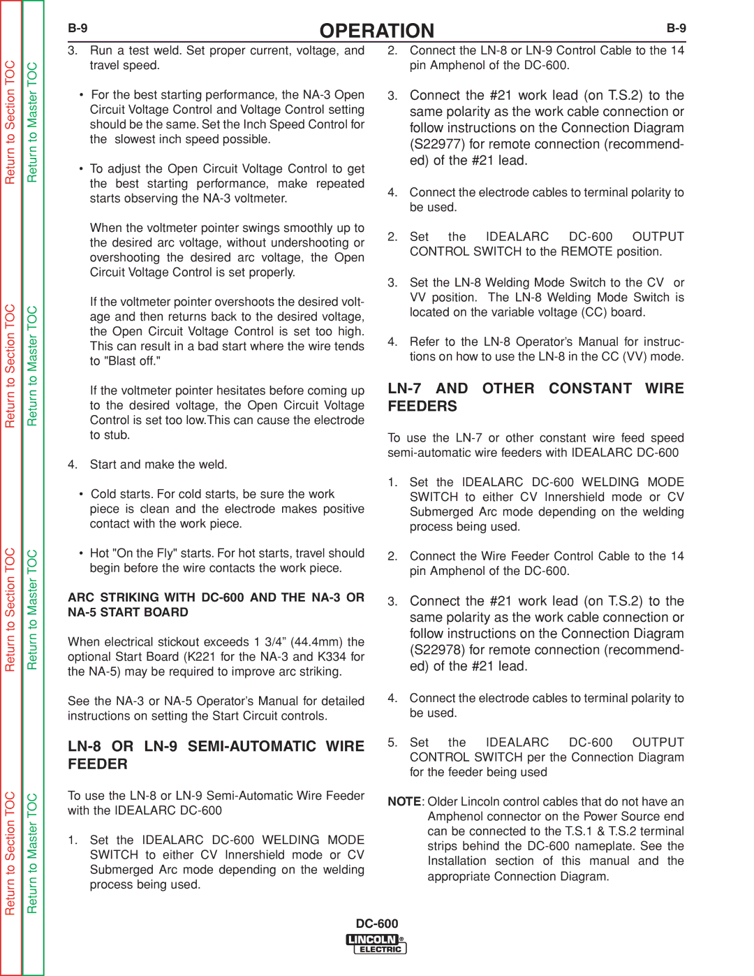 Lincoln Electric SVM188-A service manual LN-8 or LN-9 SEMI-AUTOMATIC Wire Feeder, LN-7 and Other Constant Wire Feeders 