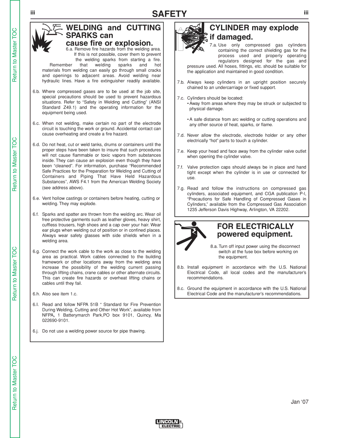 Lincoln Electric SVM188-A service manual For Electrically, Powered equipment 