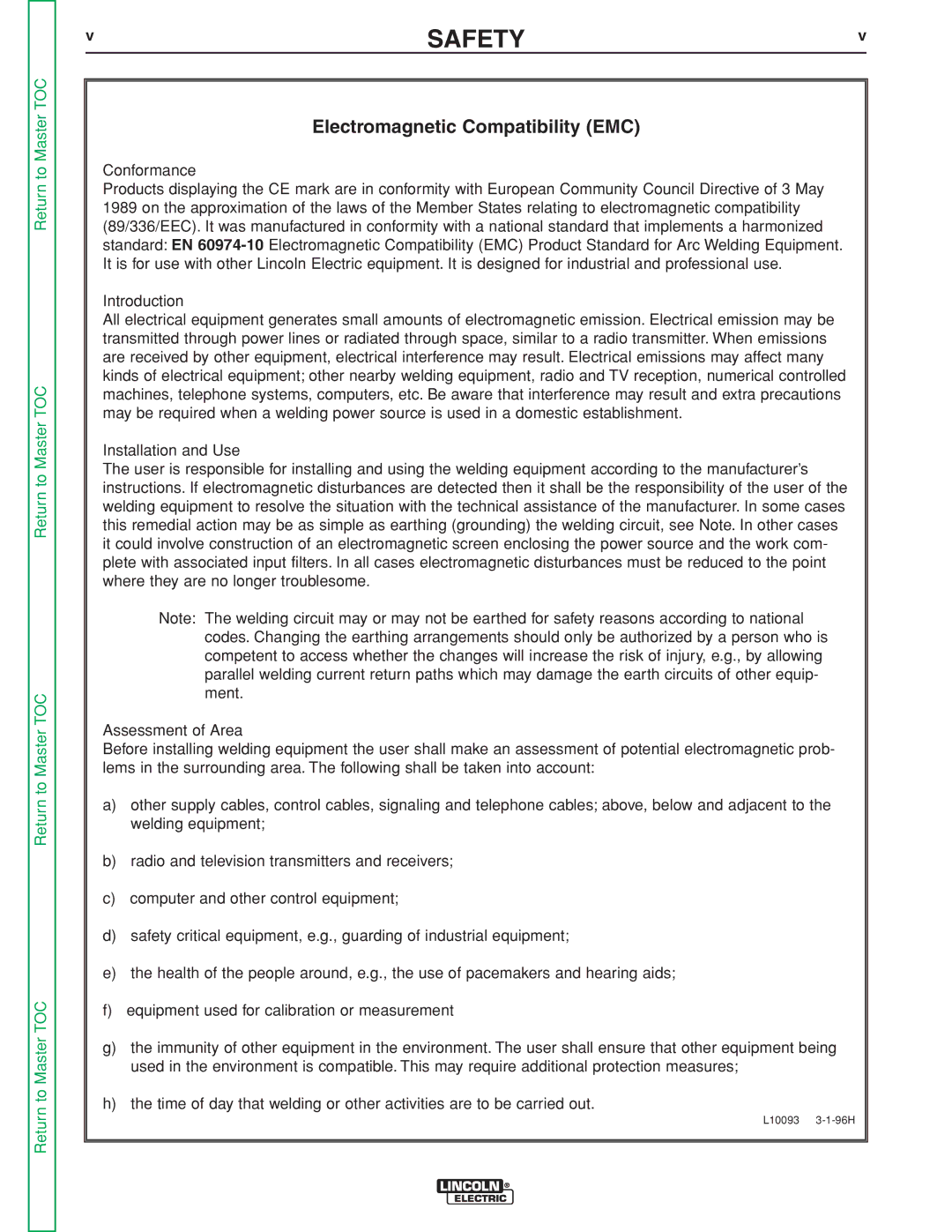 Lincoln Electric SVM188-A service manual Electromagnetic Compatibility EMC 