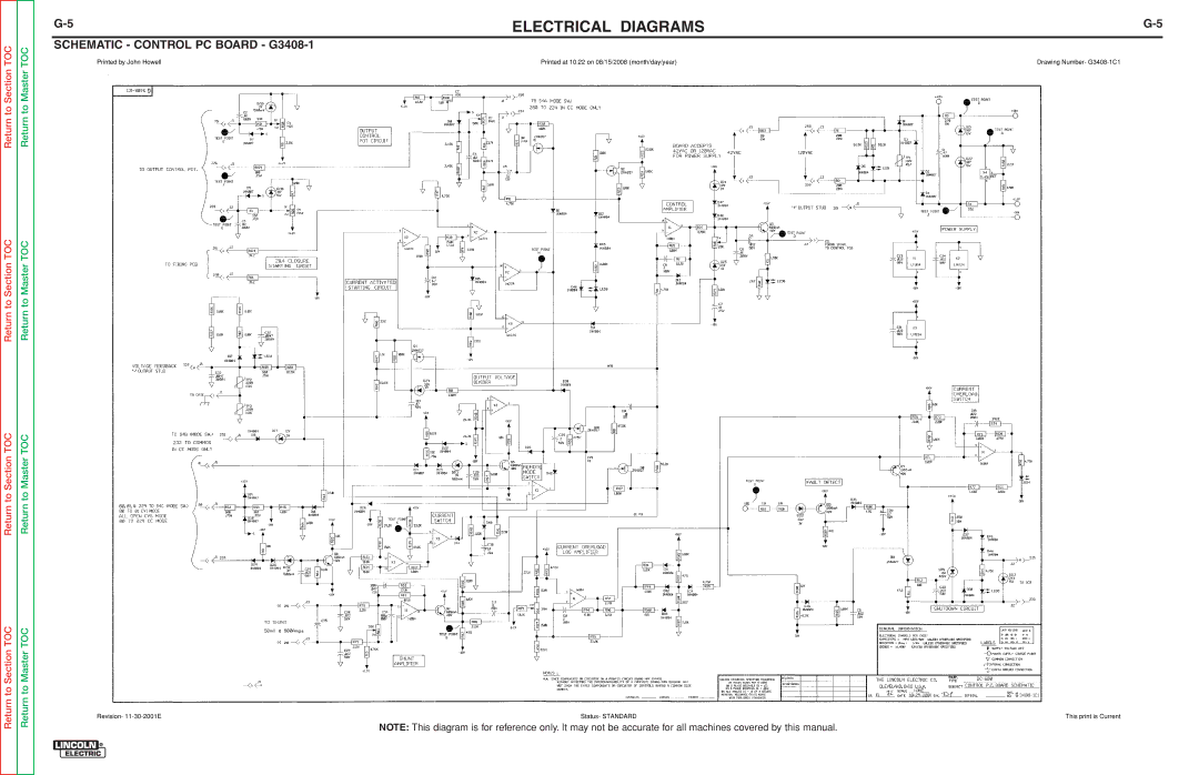 Lincoln Electric SVM188-A service manual Schematic Control PC Board G3408-1 