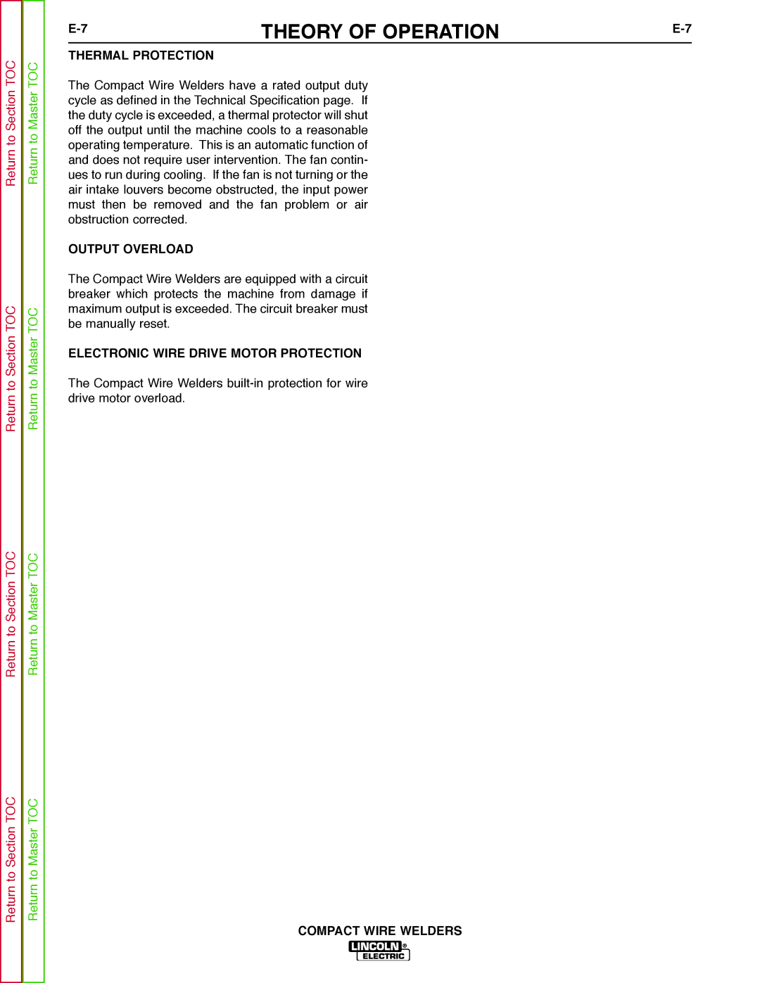 Lincoln Electric SVM189-B service manual Electronic Wire Drive Motor Protection 