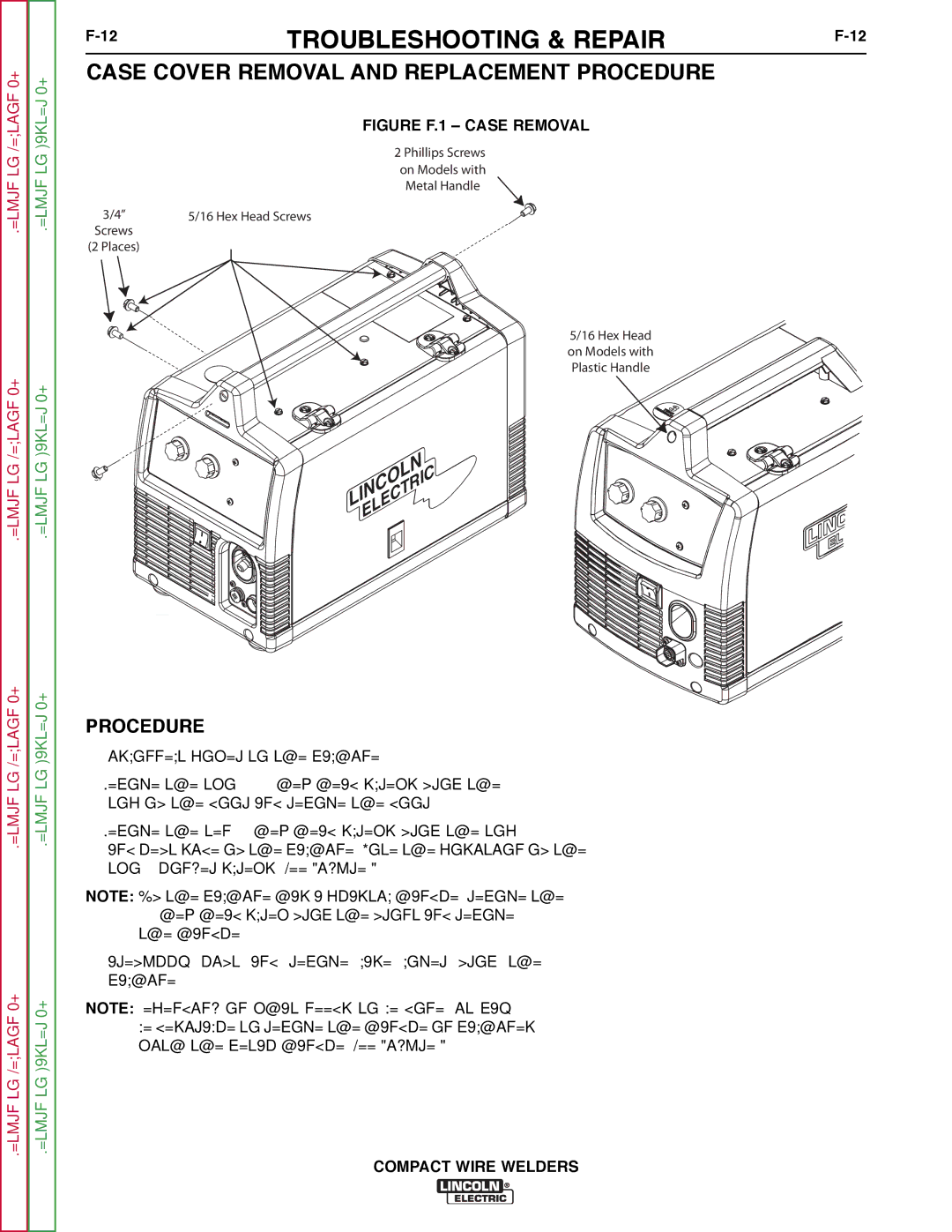 Lincoln Electric SVM189-B service manual Procedure, Figure F.1 Case Removal 