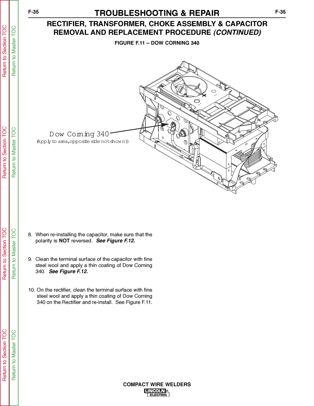 Lincoln Electric SVM189-B service manual Dow Corning 