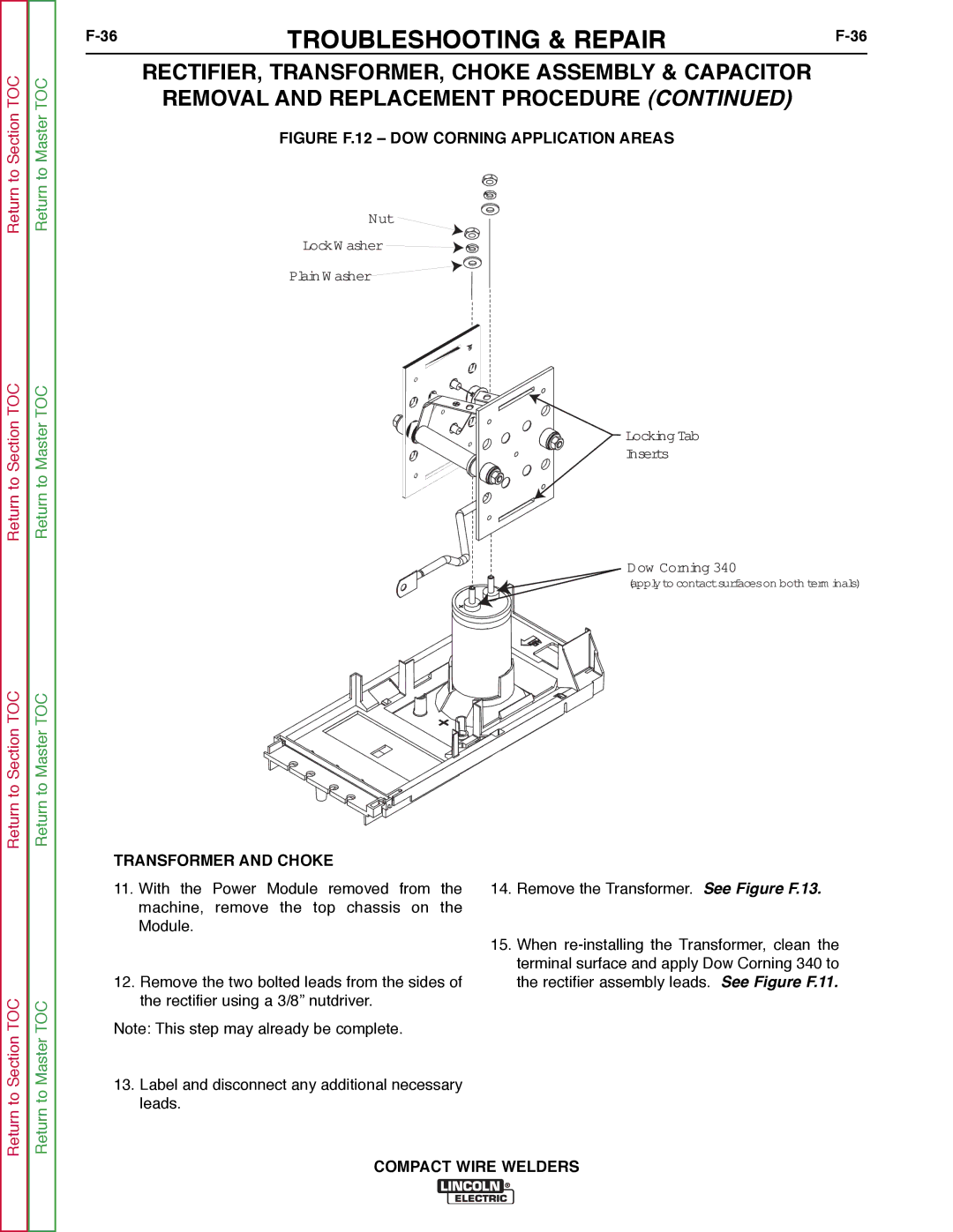 Lincoln Electric SVM189-B service manual Figure F.12 DOW Corning Application Areas 