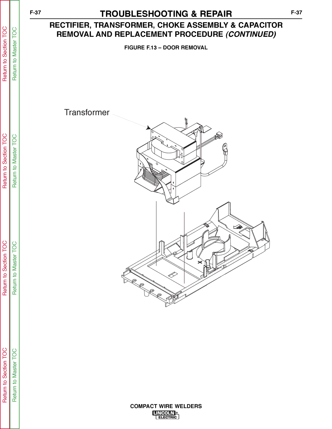 Lincoln Electric SVM189-B service manual Transformer 