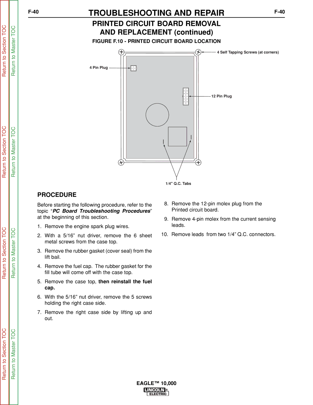 Lincoln Electric SVM192-A service manual Printed Circuit Board Removal, Replacement 