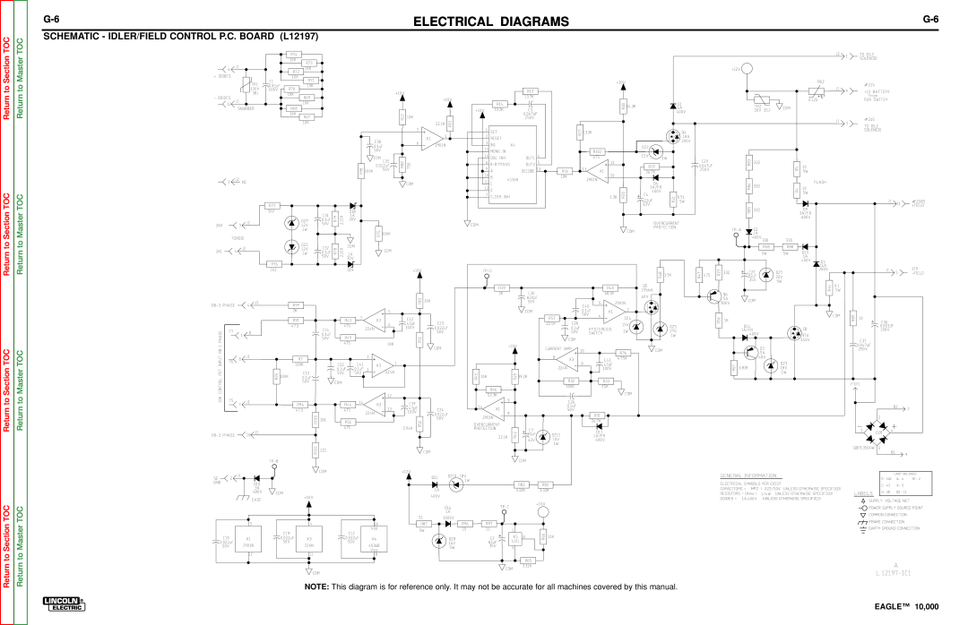Lincoln Electric SVM192-A SCHEMATIC - IDLER/FIELD CONTROL P.C. BOARD L12197, Electrical Diagrams, Return to Section TOC 