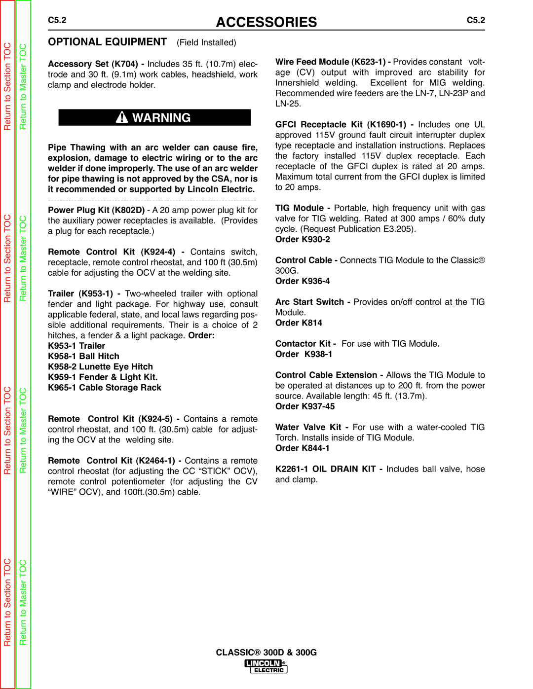 Lincoln Electric SVM194-A service manual Optional Equipment, C5.2 