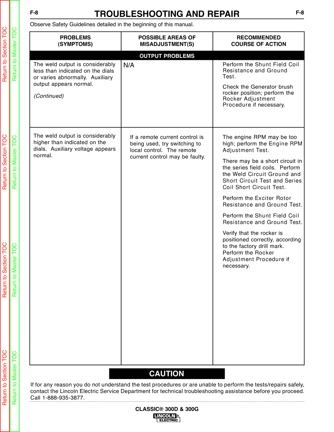 Lincoln Electric SVM194-A service manual Perform the Shunt Field Coil, Rocker Adjustment, Adjustment Procedure if 