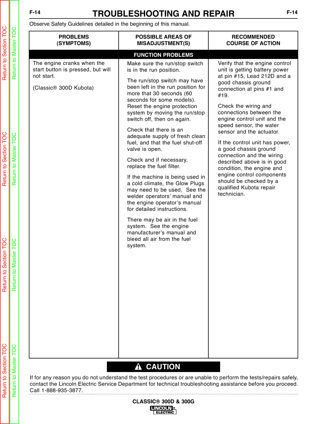 Lincoln Electric SVM194-A service manual Verify that the engine control 