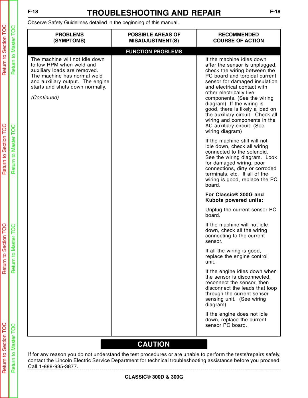 Lincoln Electric SVM194-A service manual For Classic 300G, Kubota powered units 