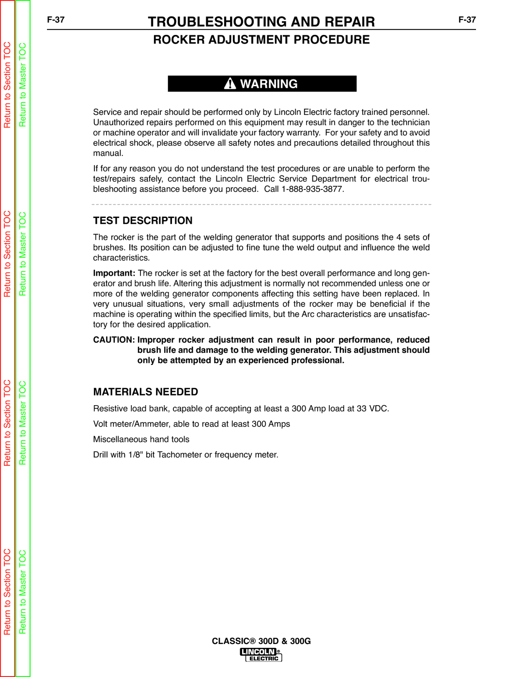 Lincoln Electric SVM194-A service manual Rocker Adjustment Procedure 