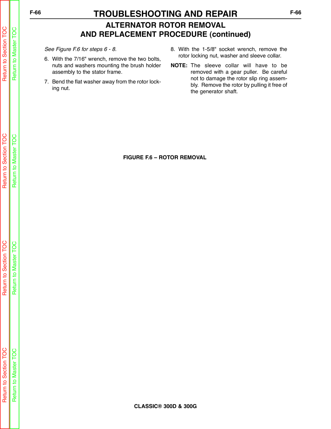 Lincoln Electric SVM194-A service manual 66TROUBLESHOOTING and REPAIRF-66, Figure F.6 Rotor Removal 