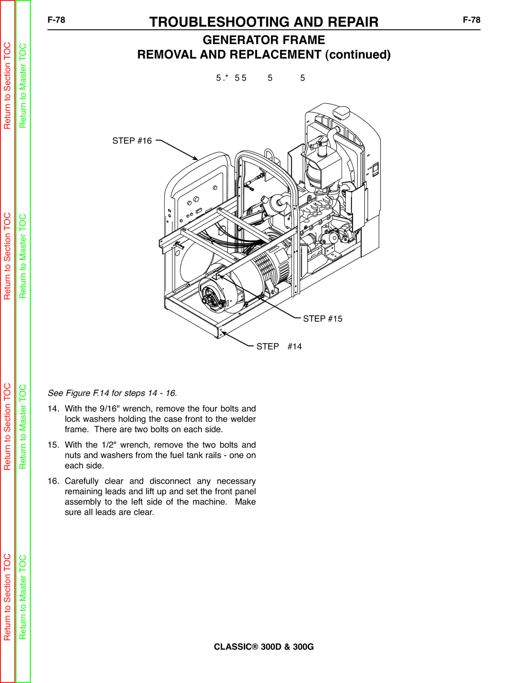 Lincoln Electric SVM194-A service manual 78TROUBLESHOOTING and REPAIRF-78, See Figure F.14 for steps 14 