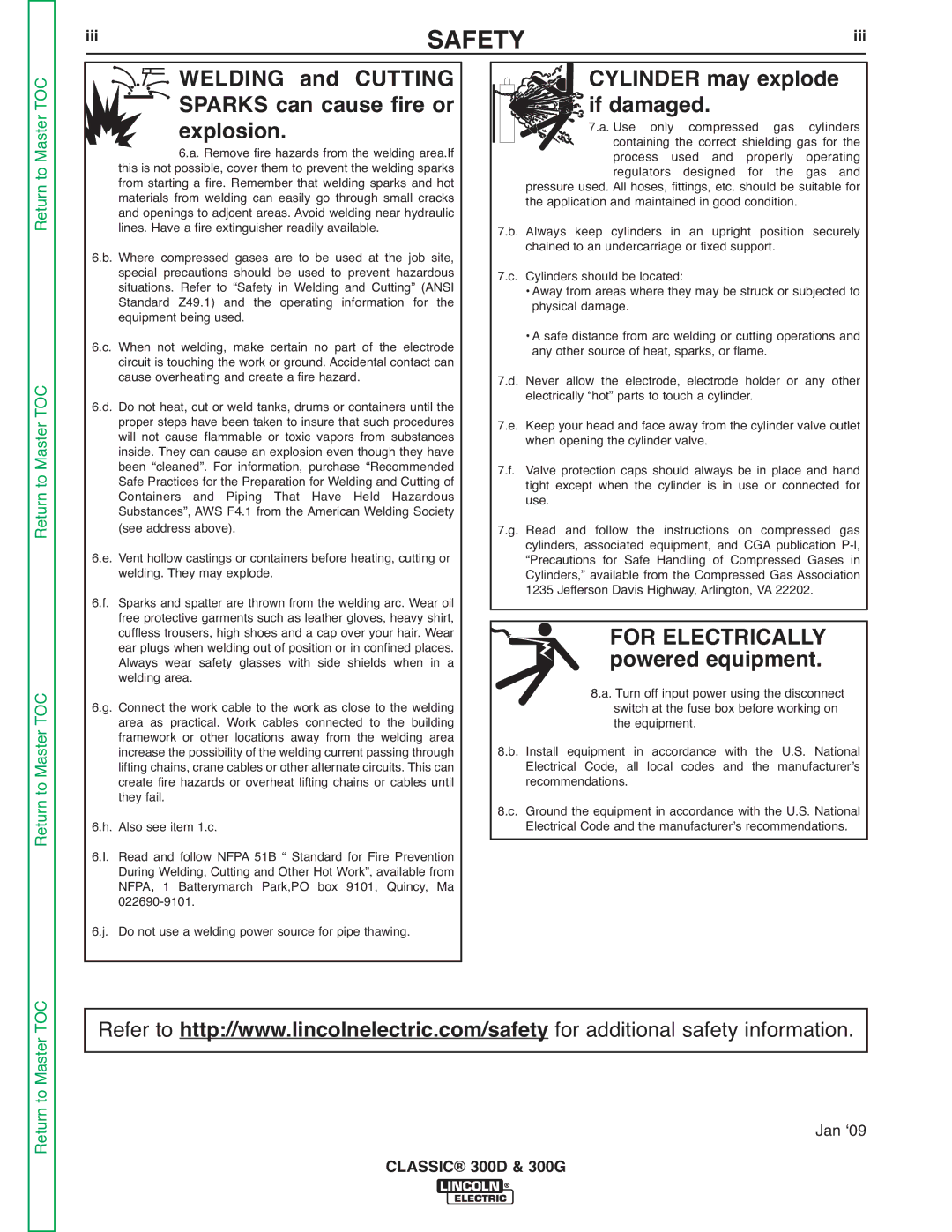 Lincoln Electric SVM194-A service manual Cylinder may explode, For Electrically, Iii 