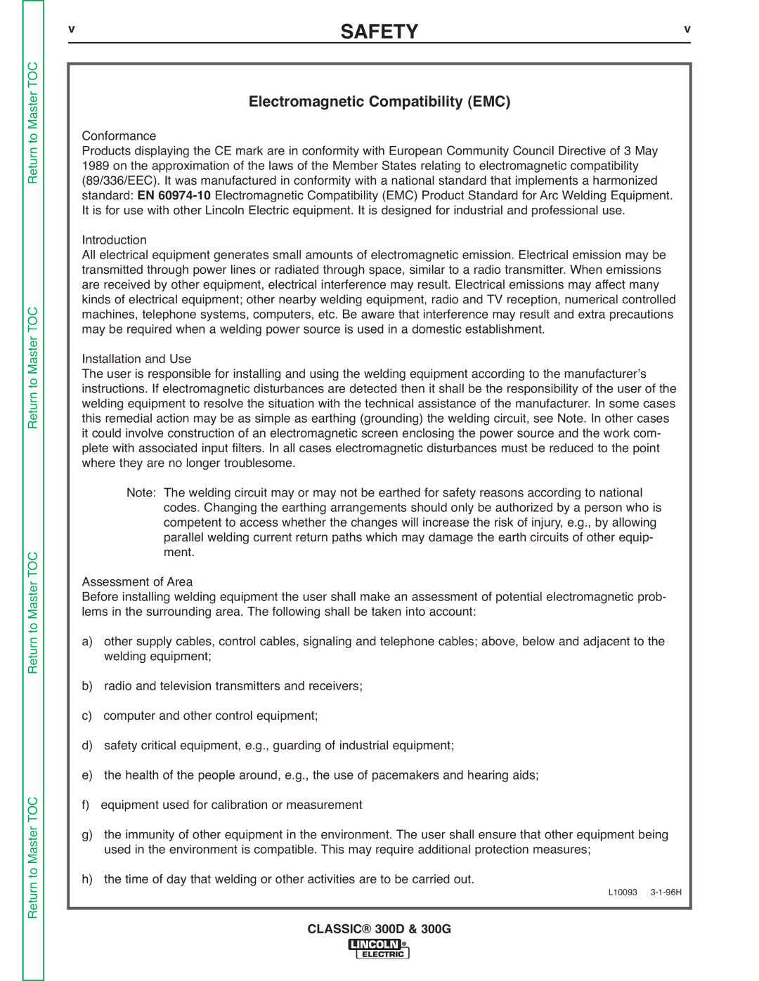 Lincoln Electric SVM194-A service manual Electromagnetic Compatibility EMC 