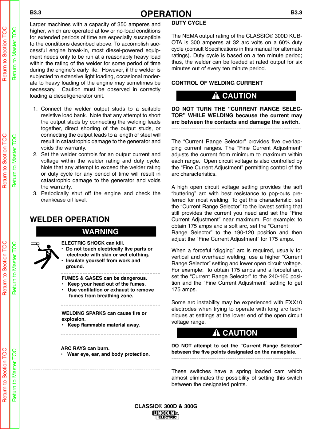 Lincoln Electric SVM194-A service manual B3.3, Control of Welding Current 