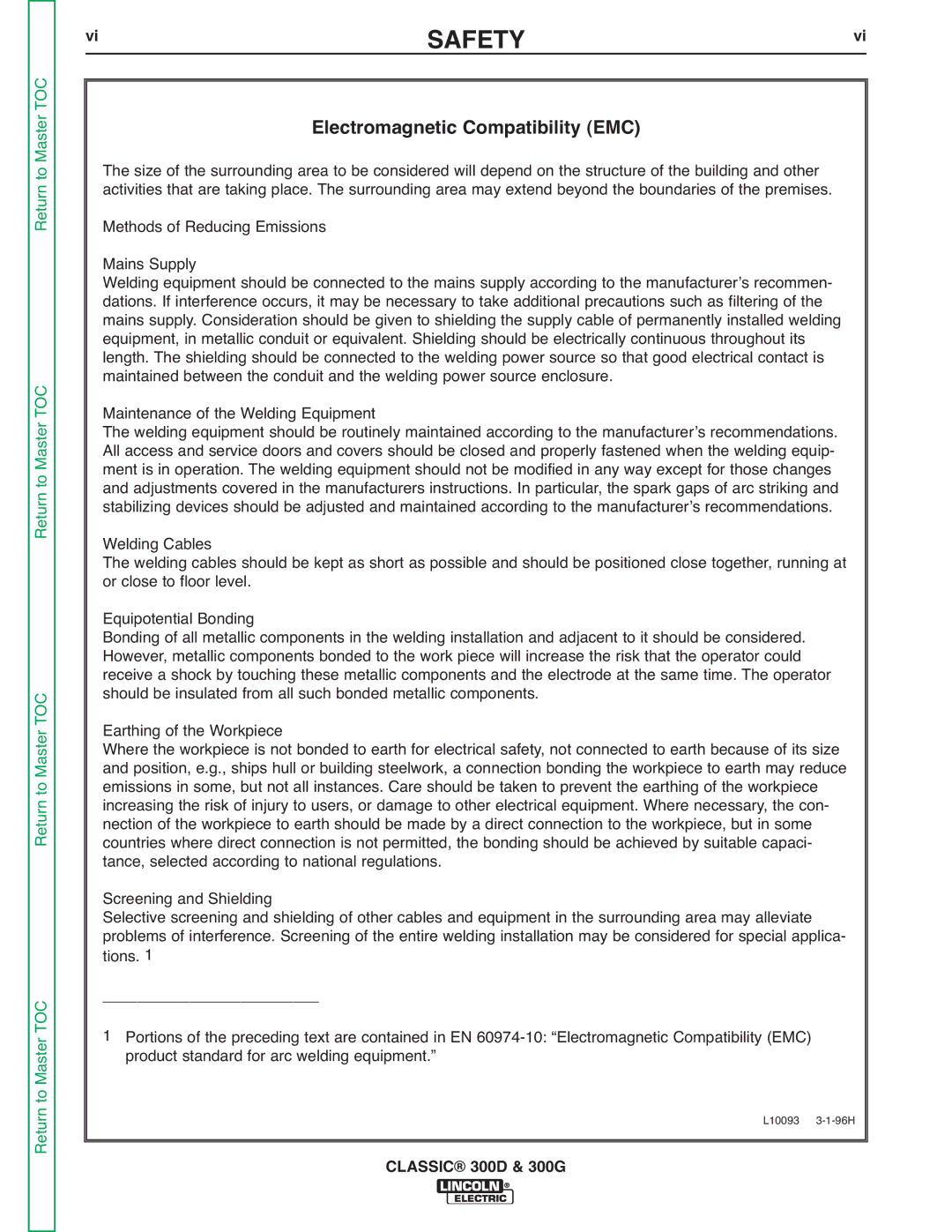 Lincoln Electric SVM194-A service manual L10093 3-1-96H 