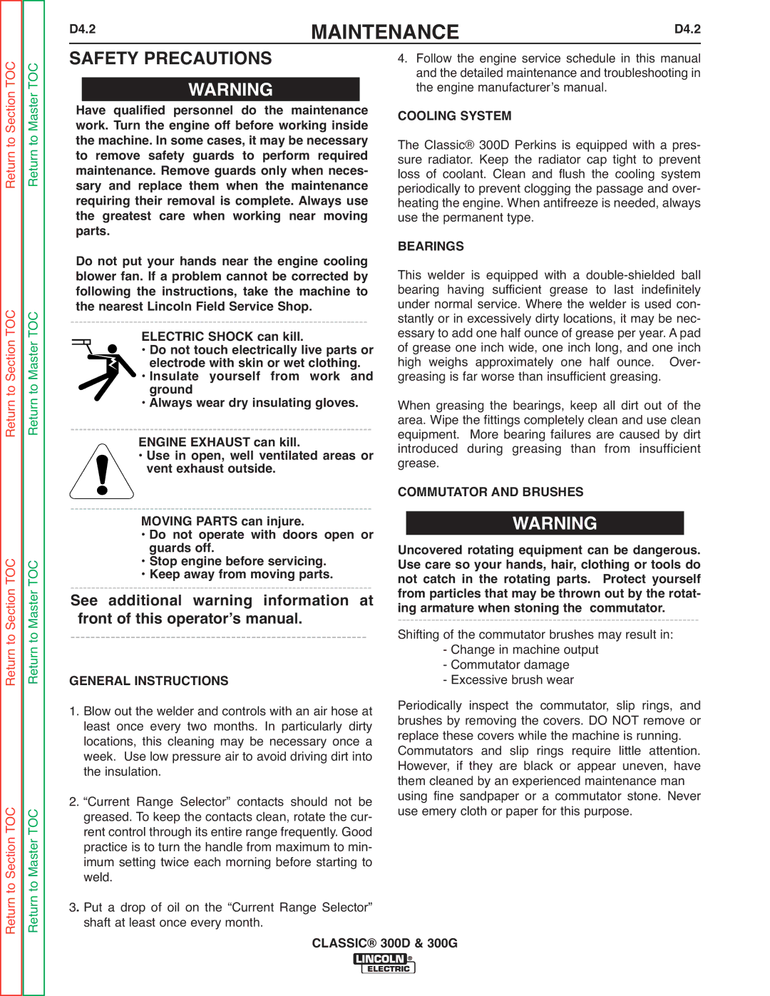 Lincoln Electric SVM194-A service manual Maintenance, D4.2 