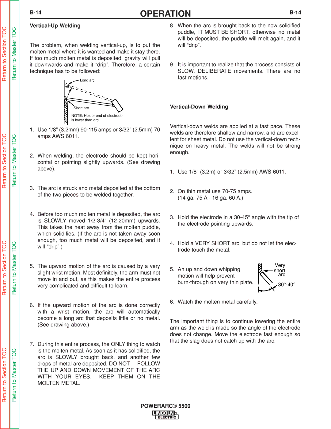 Lincoln Electric SVM197-A service manual Vertical-Up Welding, Vertical-Down Welding 