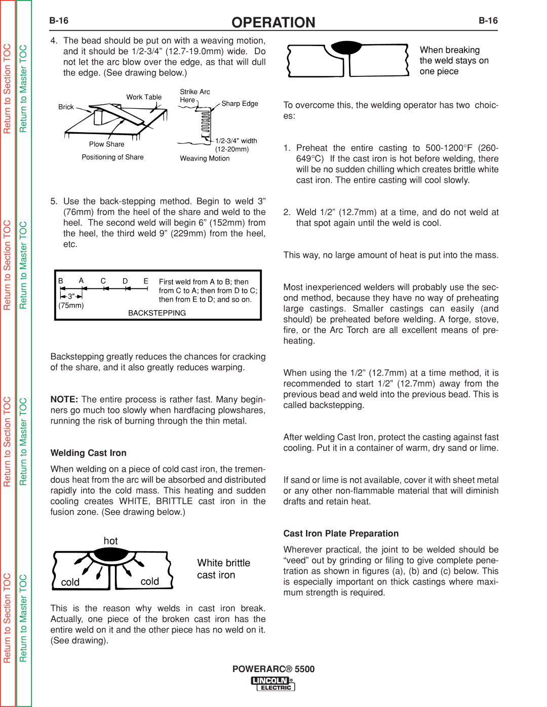 Lincoln Electric SVM197-A service manual Welding Cast Iron, Cast Iron Plate Preparation 