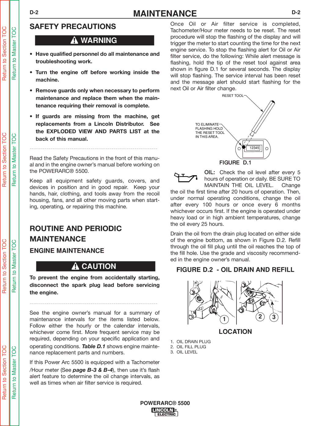 Lincoln Electric SVM197-A service manual Routine and Periodic Maintenance, Engine Maintenance 