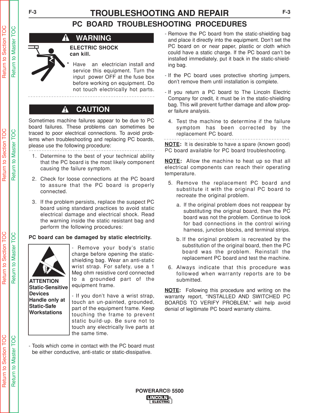 Lincoln Electric SVM197-A service manual Troubleshooting and Repair 