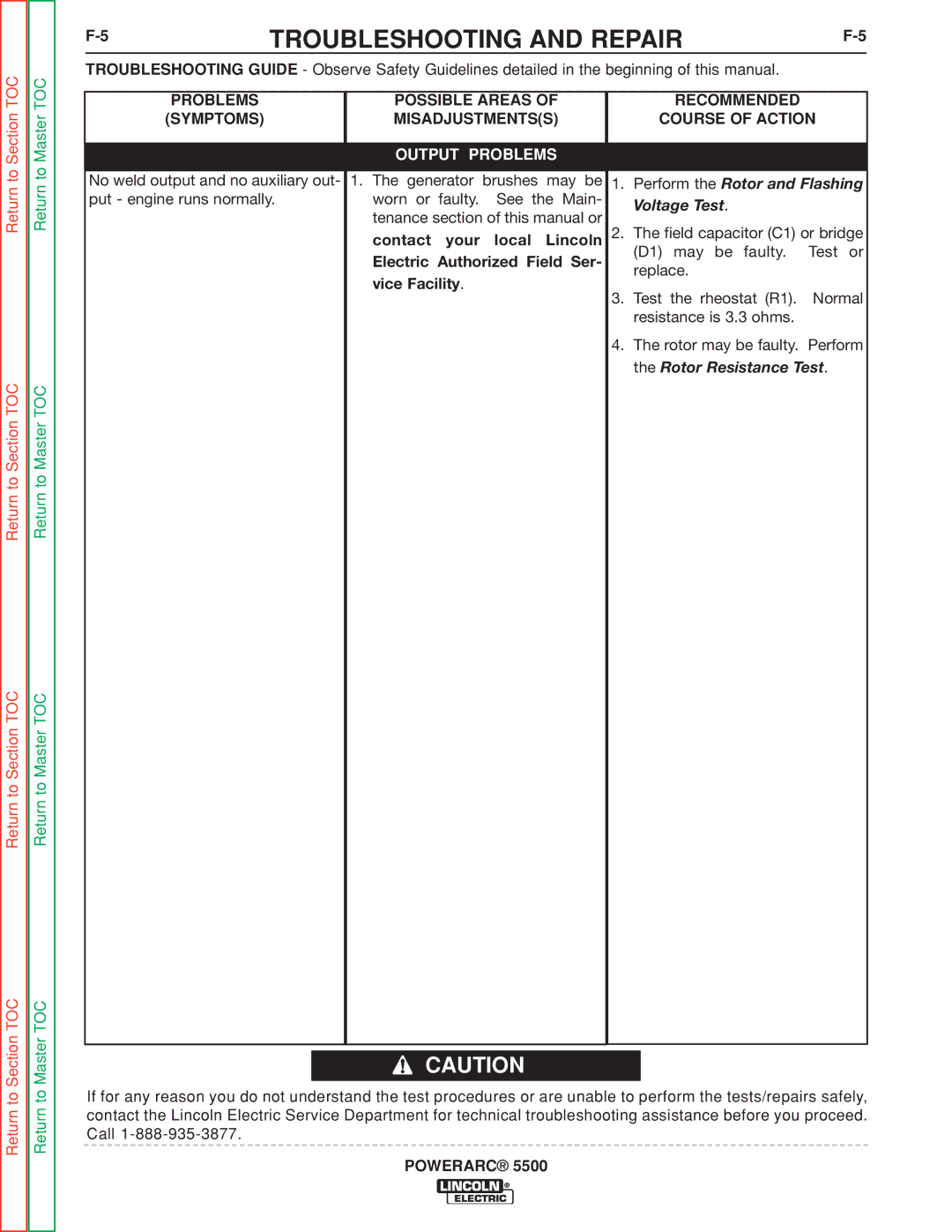 Lincoln Electric SVM197-A service manual Perform the Rotor and Flashing Voltage Test 