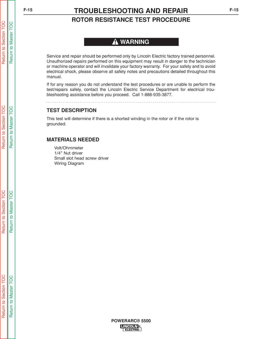 Lincoln Electric SVM197-A service manual Rotor Resistance Test Procedure 