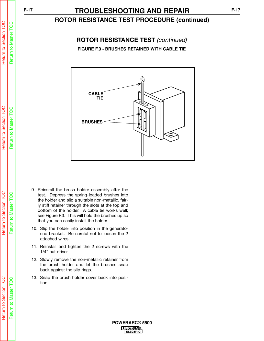 Lincoln Electric SVM197-A service manual Figure F.3 Brushes Retained with Cable TIE 