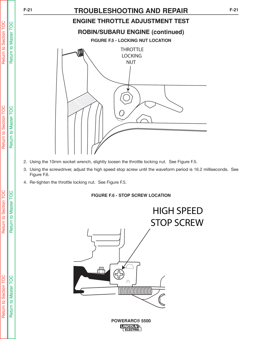 Lincoln Electric SVM197-A service manual High Speed Stop Screw 