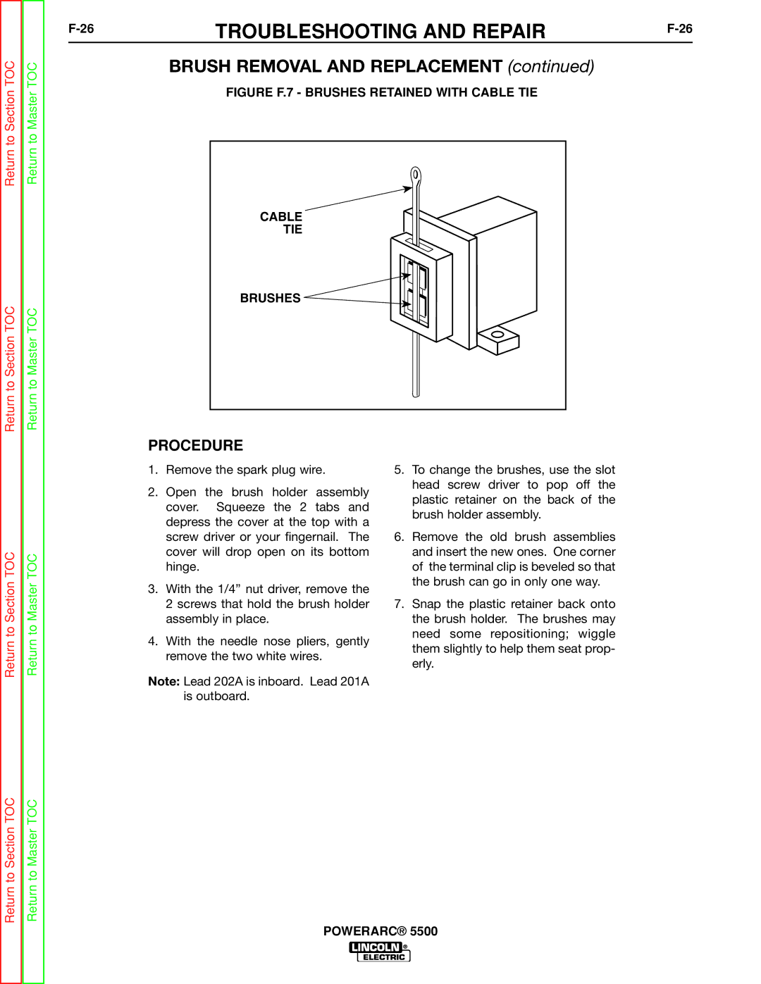 Lincoln Electric SVM197-A service manual Brush Removal and Replacement 