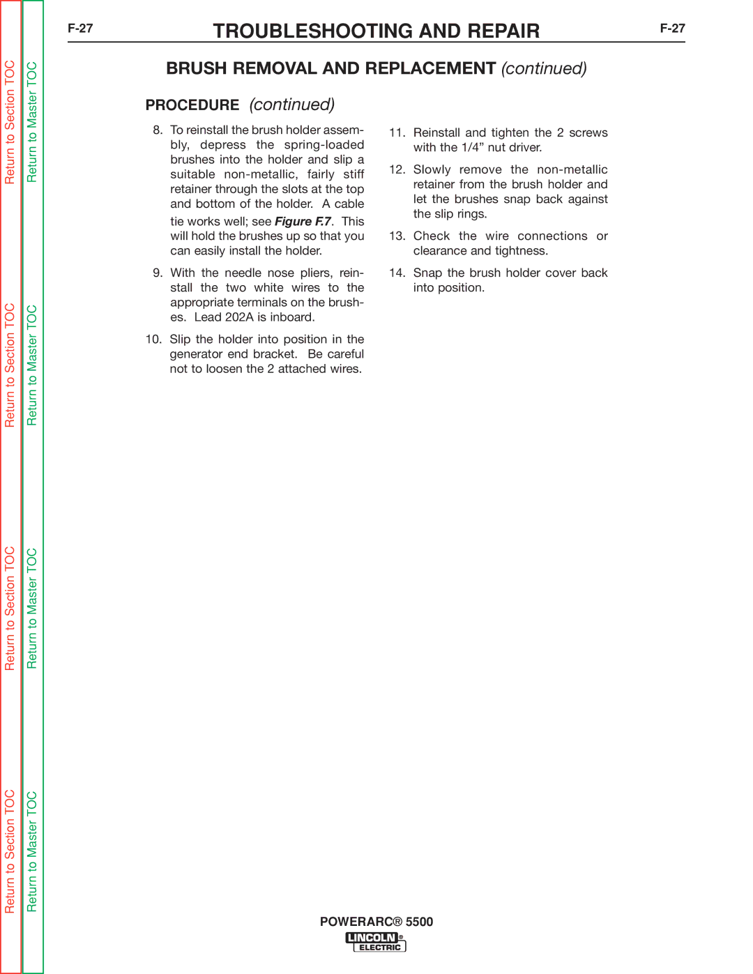 Lincoln Electric SVM197-A service manual Procedure 