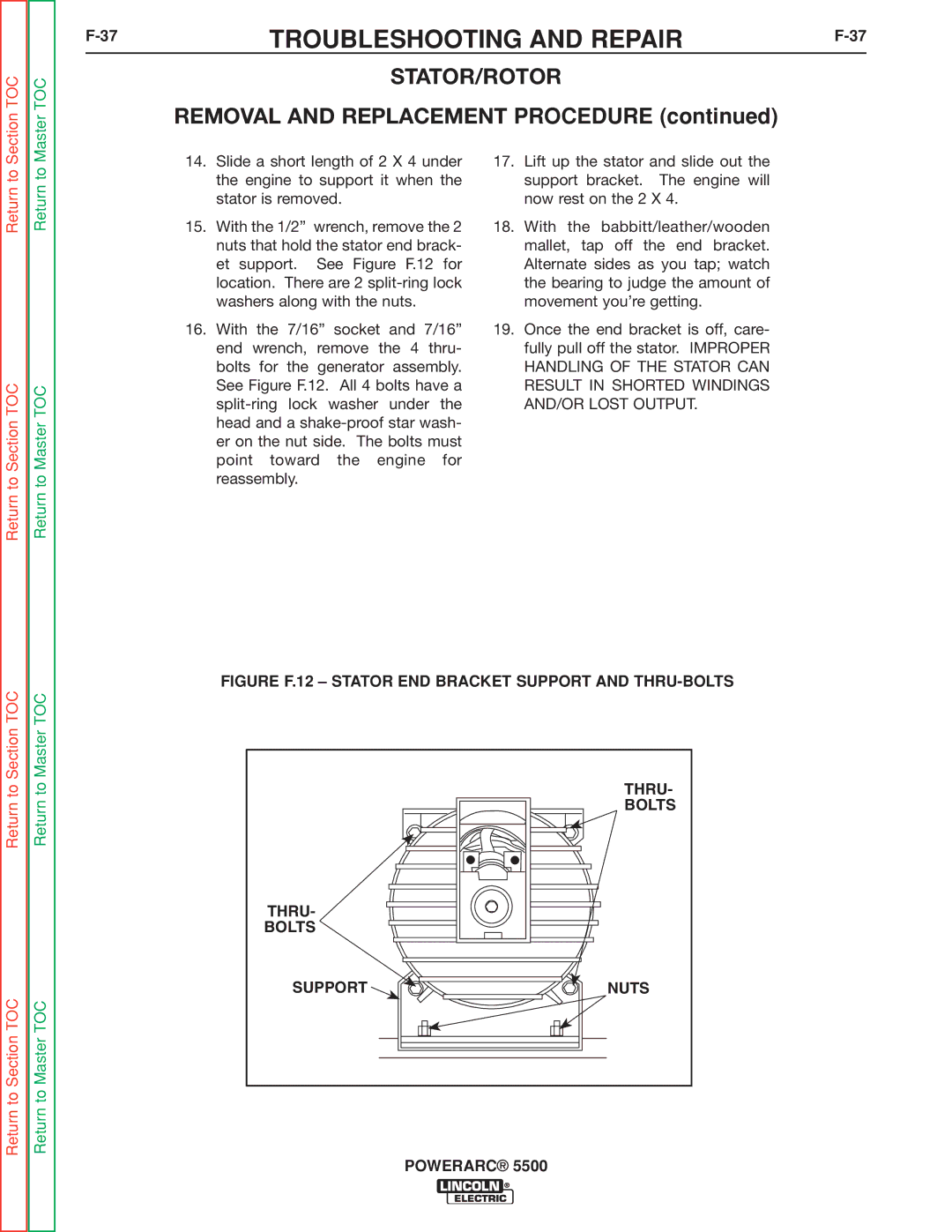 Lincoln Electric SVM197-A service manual Section TOC 