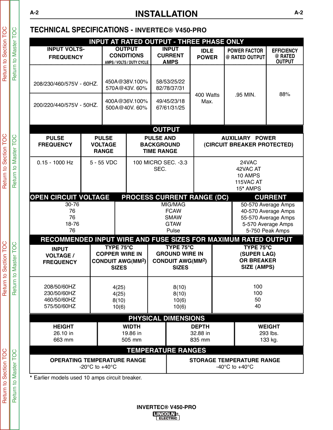 Lincoln Electric SVM199-A service manual Installation 