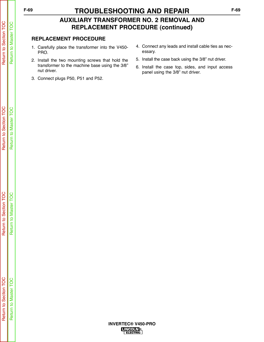 Lincoln Electric SVM199-A service manual Replacement Procedure 