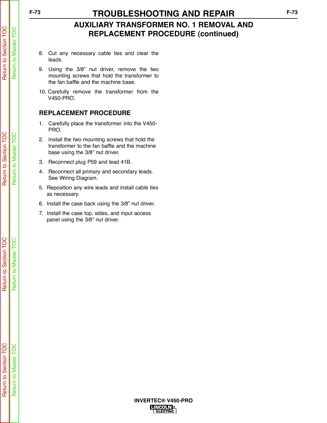 Lincoln Electric SVM199-A service manual Replacement Procedure 