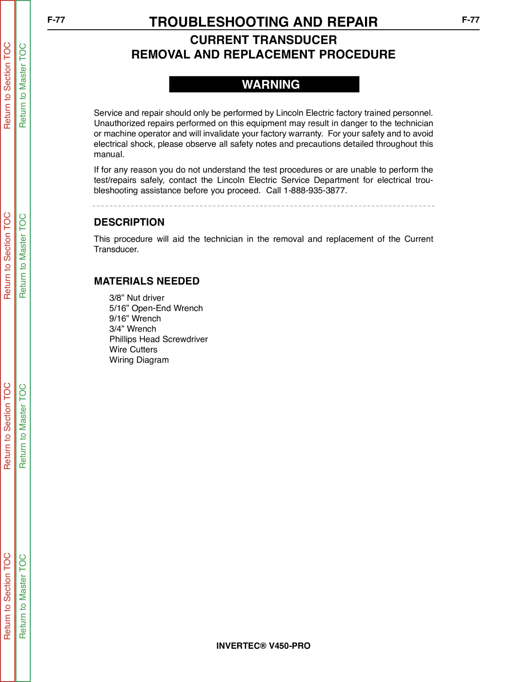 Lincoln Electric SVM199-A service manual Current Transducer Removal and Replacement Procedure 