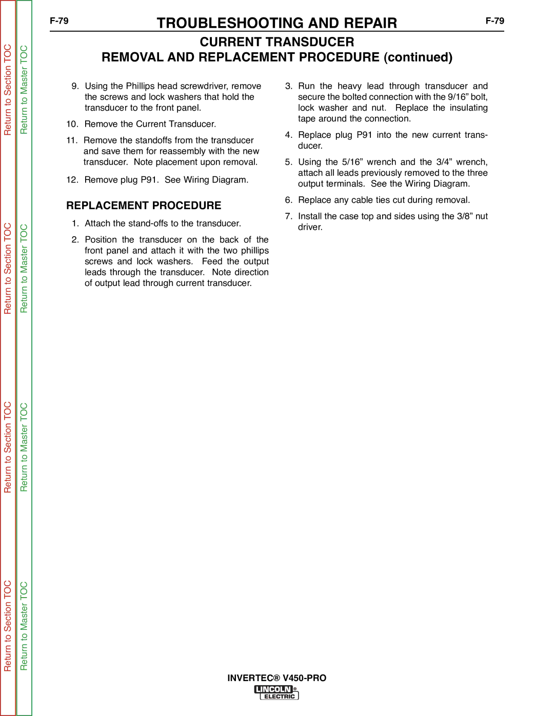 Lincoln Electric SVM199-A service manual Replacement Procedure 